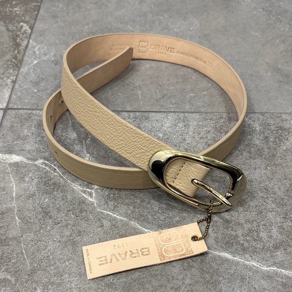 Brave Leather Accessories - Brave Leather Belt Zya Pebbled Leather Taupe size 30